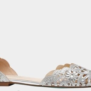 Betsey Johnson Silver Embellished Flats